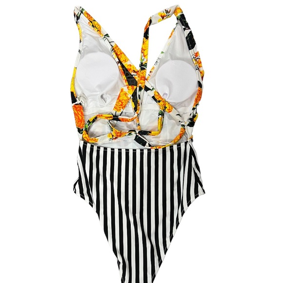 Floral & Stripe One-Piece Sz Small - Picture 5 of 7